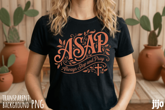 Asap Stop Pray Christian PNG for T-Shirt Designs