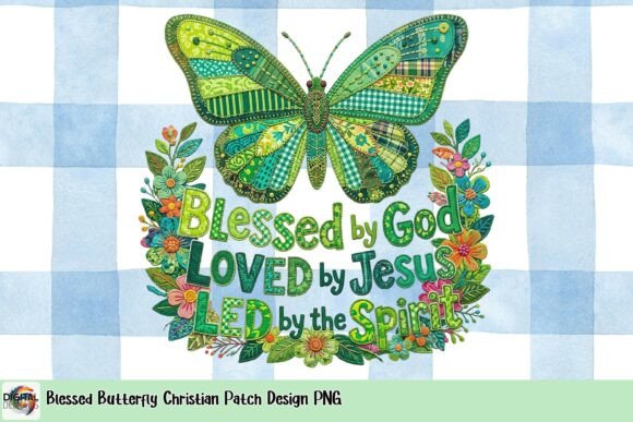 Blessed Butterfly Christian Patch PNG for T-Shirt Designs