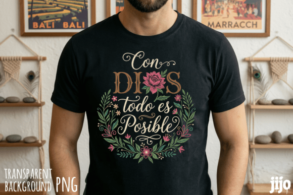 Christian Dios Spanish Floral PNG T-Shirt Designs