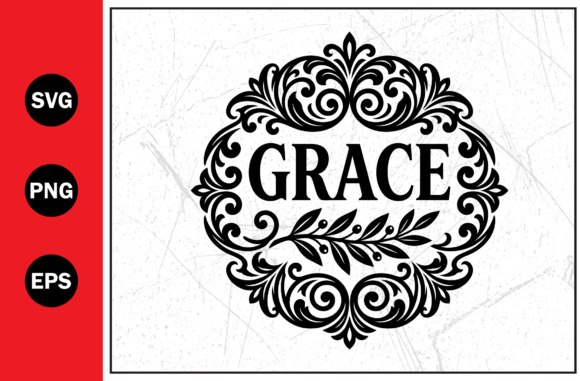 Grace Christian Decorative Leaf SVG PNG for T-Shirt Designs