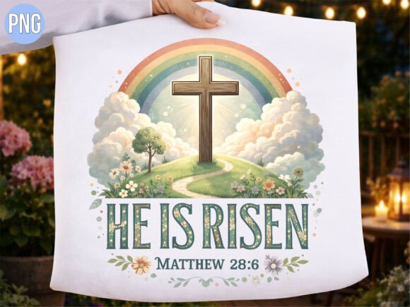 He is Risen Easter Cross PNG for T-Shirt Designs