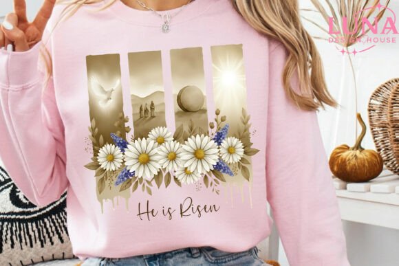 He is Risen Easter PNG: T-Shirt Designs