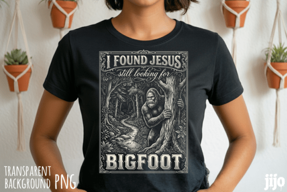 Jesus Bigfoot Sasquatch Humorous PNG T-Shirt Designs
