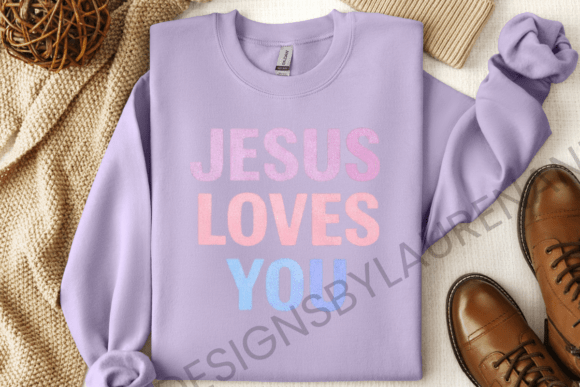 Jesus Loves You Cotton Candy Color Image: T-Shirt Designs