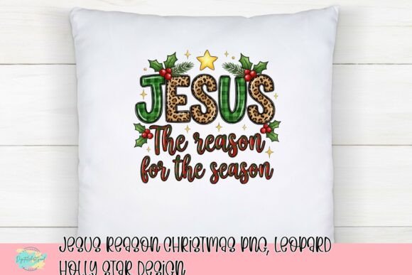 Jesus Reason Christmas PNG: Leopard Holly Star T-Shirt Designs