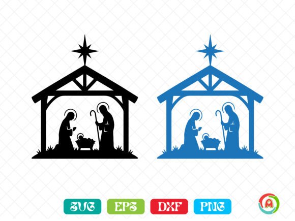 Nativity Scene SVG, Baby Jesus Manger — T-Shirt Designs