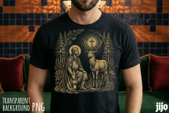 Saint Stag Christian Forest PNG T-Shirt Designs